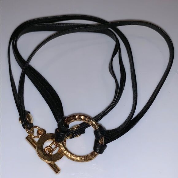 𝅺nwot Leila hammered ring leather wrap bracelet - Picture 2 of 2